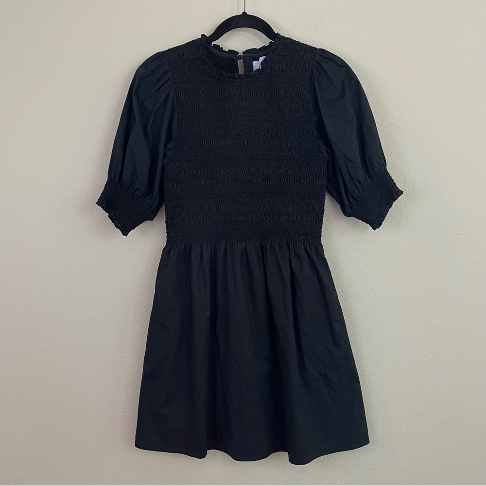 Hill House Black Smocked The Vivi Nap Mini Dress Size Small - Picture 3 of 10